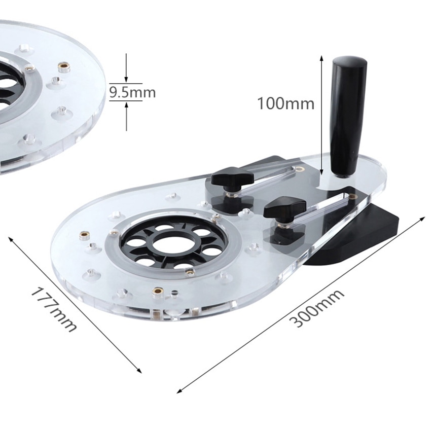 Universal Router Plate Template Guides Woodworking Milling Machine Base Plate with Screws, Hole Punch Locator 30x17.7x10cm