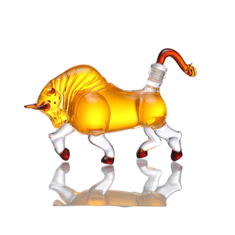 12 style animal shaped novelty wine bottle lead-free glass barware men whiskey decanter for Liquor Scotch Bourbon: Cow