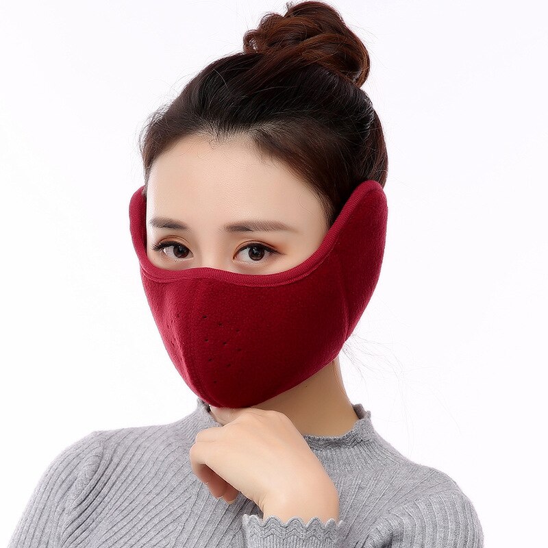 Orejeras para frío e invierno, dos en uno, orejeras de lana a prueba de viento para ciclismo, máscara transpirable, algodón húmedo, 1 pieza