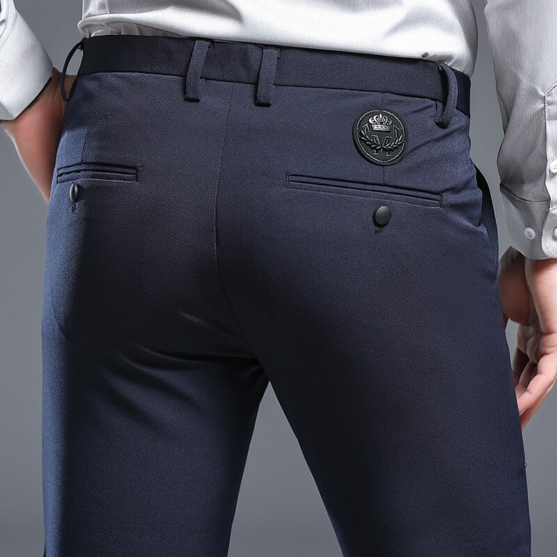 Trajes de negocios para Hombre, pantalones nuevos para Hombre, Formal, ajustado, pantalones de Vestir, pantalones de Hombre, pantalón de oficina Hombre, pantalones de traje Social: Azul / 34