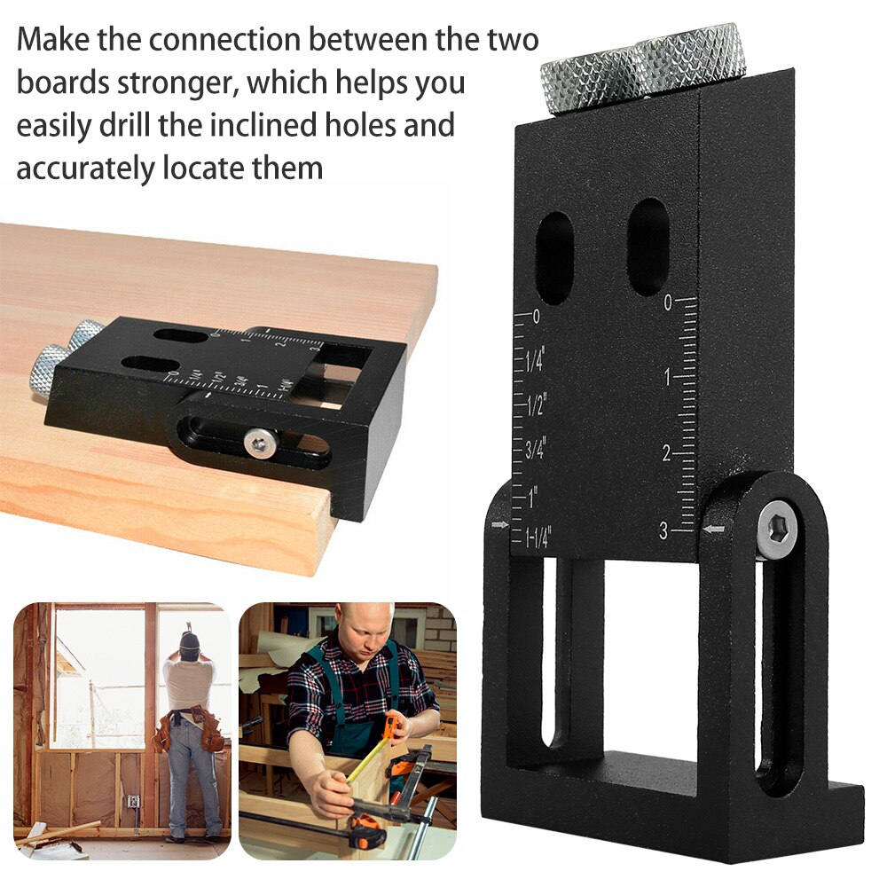 38 stk. træbearbejdning skrå hullokaliseringsbor borelomme hul jig kit 15 graders vinkel boreguide sæt hul diy snedkeredskaber