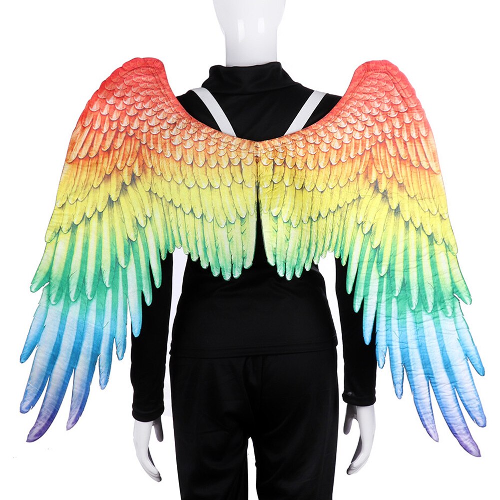 Halloween realistisk djævel dekoration regnbue farve voksen bryllup unisex cosplay non woven kostume rekvisit stor fest englevinger