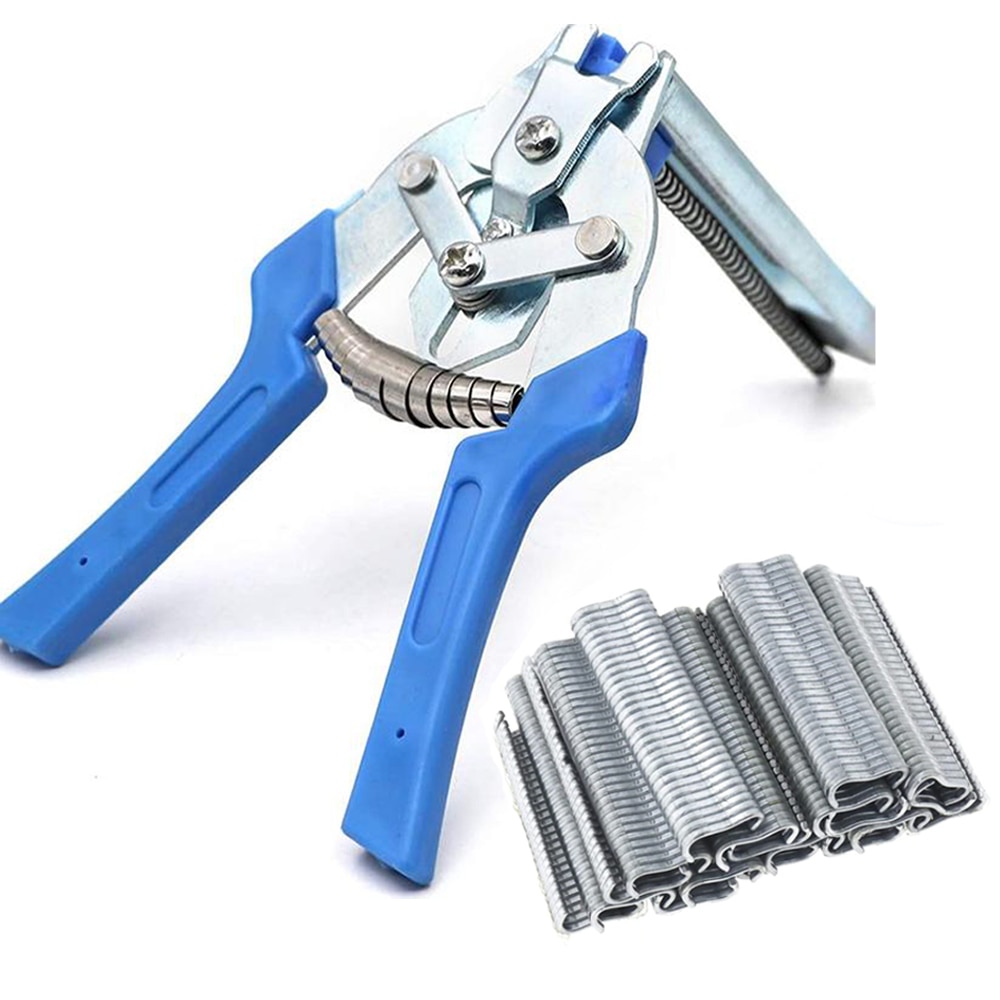 Hog Ring Plier Tool M Clips Staples Chicken Hamster Bird Rabbit Mesh Cage Wire Fencing Caged Clamp Poultry Animal Supplies: Blue and 600 Nails