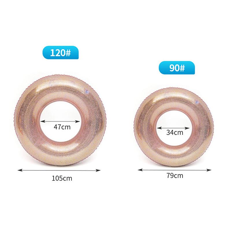 90cm Inflatable Swimming Circle Pool Float PVC Swim Rings Glitter Pool Floats Sequins Inflatable Circle with Handle (Random Colo