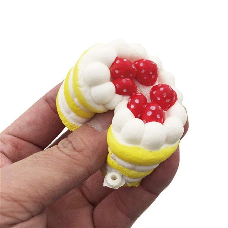 Squishies Kawaii Strawberry Cake Toys Anti-Stress Toys Slowly Rise Pressure Relieve Children Adult Toys (Yellow)