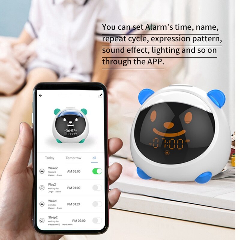 Big WiFi Kids Alarm Clock Smart Kids Training Wake Up Alarm Clock Smart Alarm Clock for Kids Bedroom Alarm Clock EU Plug