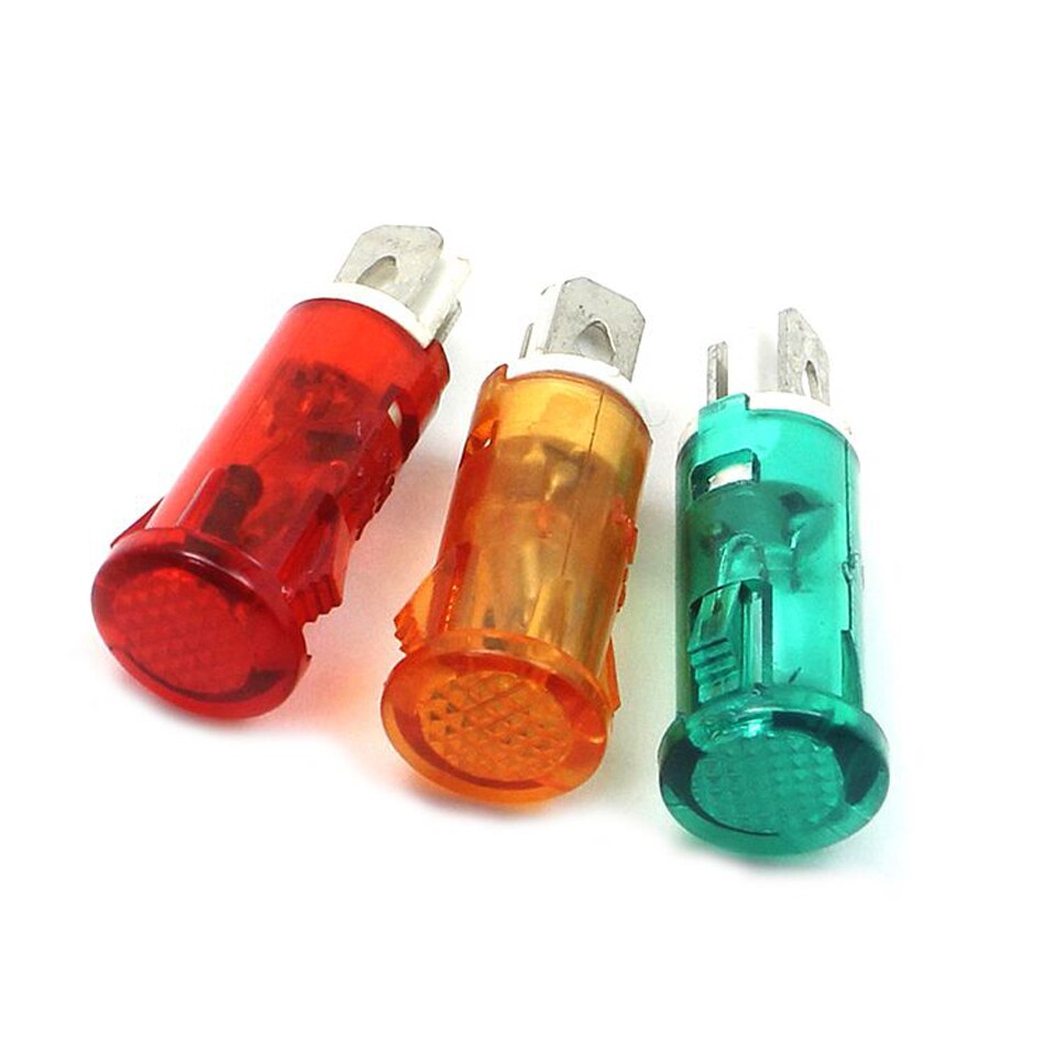 Electric oven 10mm mounting dia Indicator Light 12v 24v 220v red green pilot indicator plastic pin indicator lamp warning light