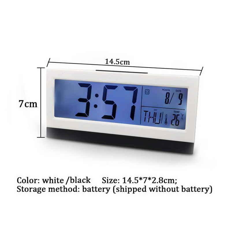 Desk LED Digital Alarm Clock Time Temperature Date Humidity Display Home Decor Backlight Clock Calendar Function