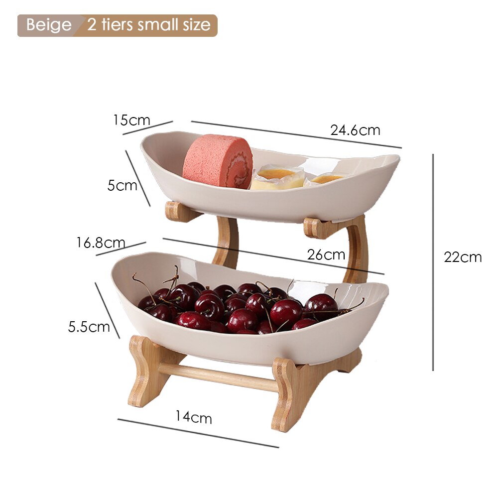Plates dinnerware kitchen Fruit bowl with floors Luxury serving snack Table plates serve dessert trays wooden Tableware Dishes: 1 Set C1