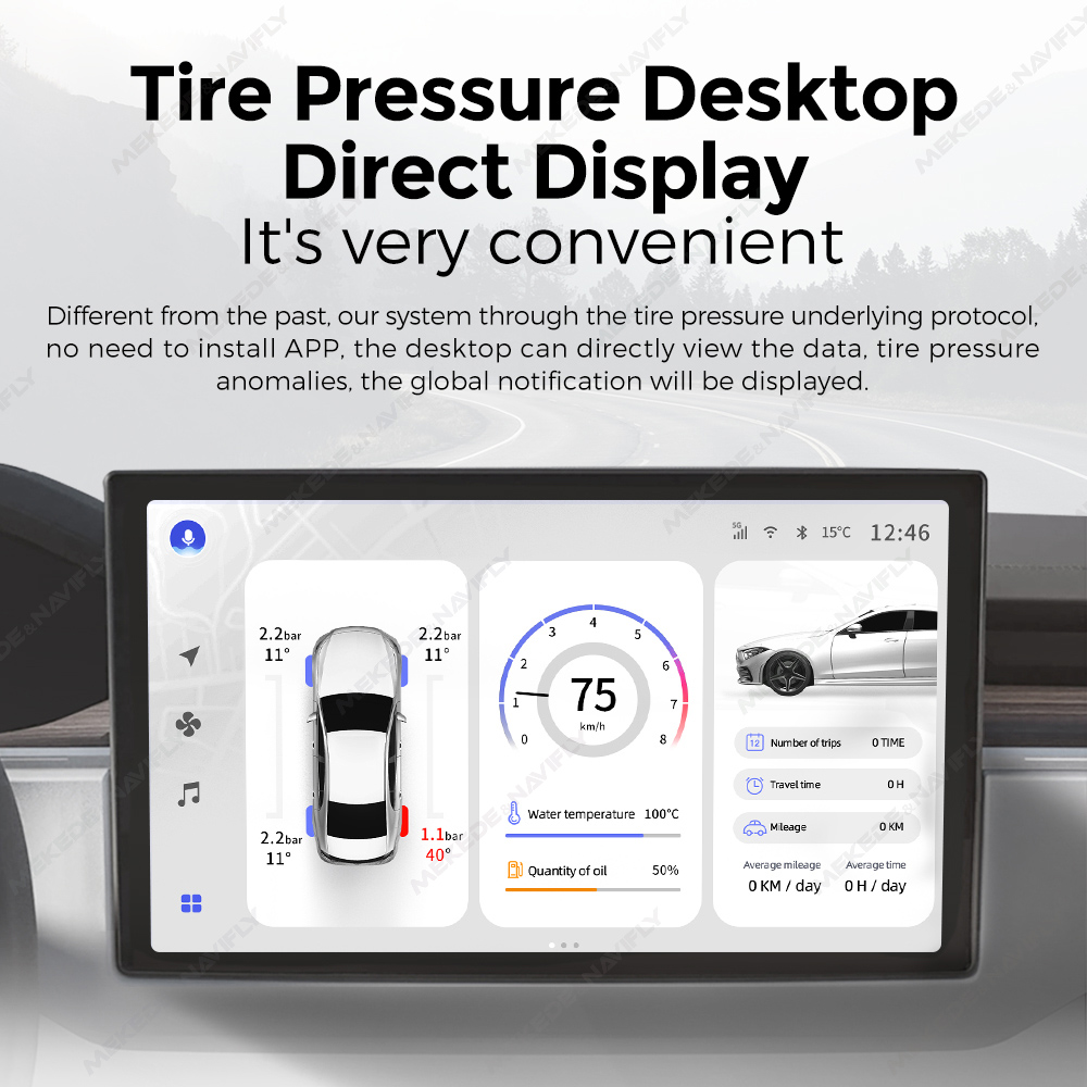 Duduauto dudu 7 Android-navigationssystem mit reifendruckkontrollsystem (tpms) und 4 sensoren, alarmanlage, usb- und Android-schnittstelle
