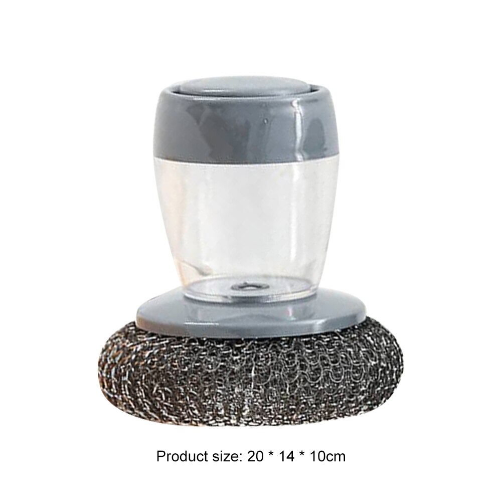 Soap Dispensing Palm Brush with Storage Tank Steel Wire Ball Dish Pot Cleaning Scrubber Brush Kitchen Accessories: B