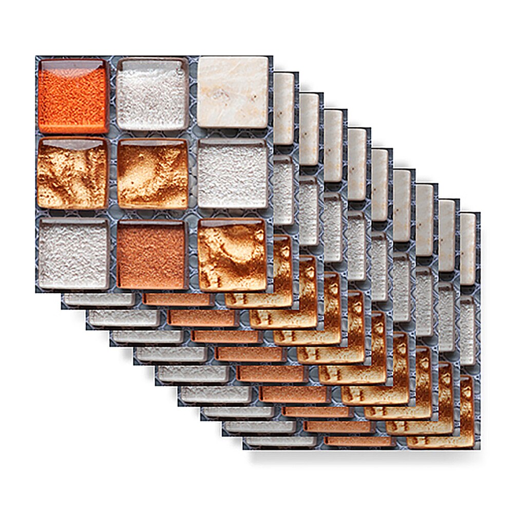 10pcs/set Mosaic Wall Tile Stickers Waterproof Self-adhesive Floor Decals Bathroom Wall Tile Stickers Decor Waterproof *: 5