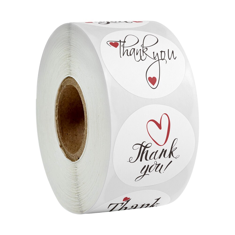 500Pcs Round Thank You Stickers With 4 Style Red Heart Labels For Wedding Pretty Cards Envelope Sealing Label Stickers Roll