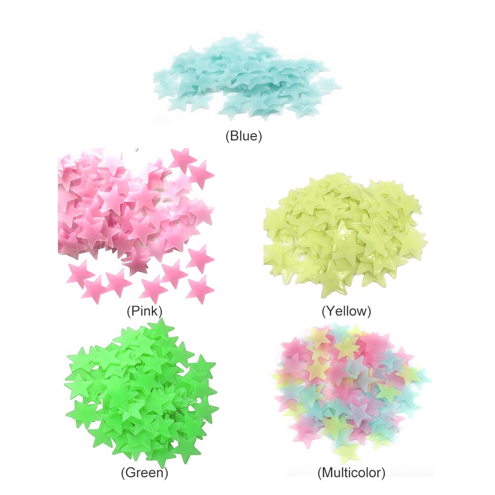 100 pcs/pack 3cm bricolage étoiles lumineuses autocollant mural maison chambre plafond décor décalque maternelle lueur autocollants enfants