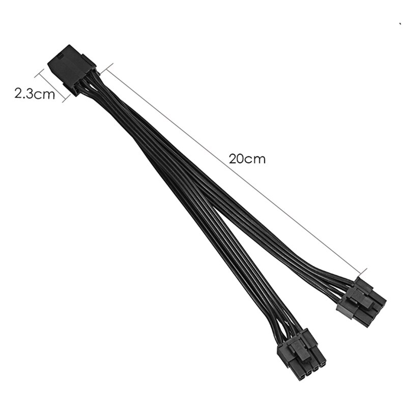 10Pcs 20cm Graphics Card 8 Pin Female to 2X8P(6+2)Pin Extention Power Cable Male PCIe Express 4 Lines Cable Connector