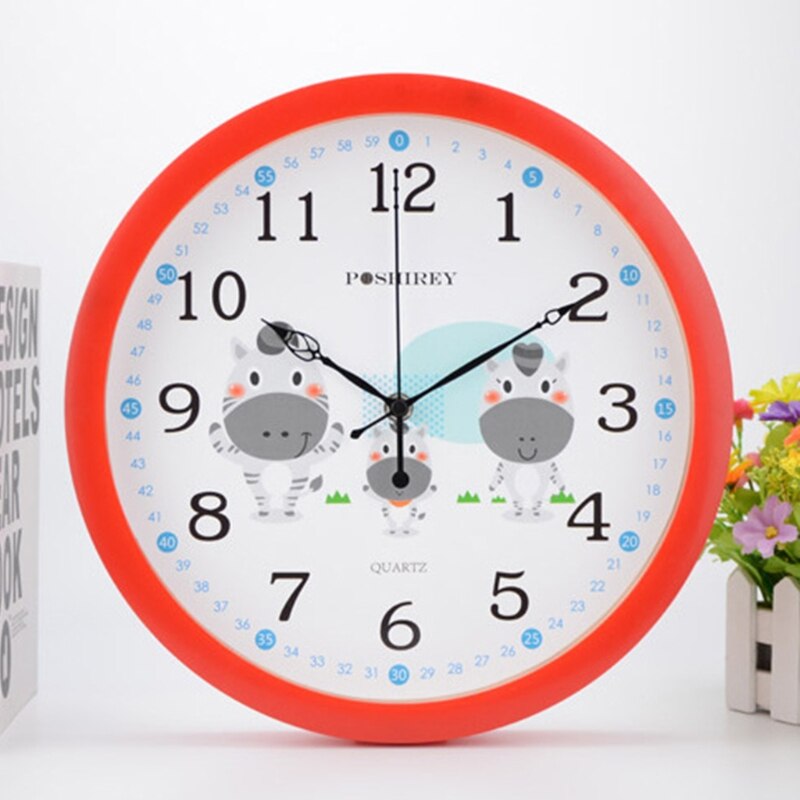 Mute Wall Clock Simple Style Cartoon Milk Cow Pattern Clock Nursery Home Living Room Children's Room Bedroom Decoration