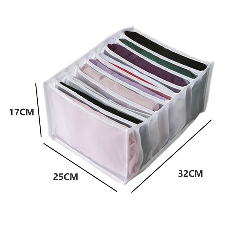 Organizador de cajones para ropa y pantalones, Caja de marco, cajón de ropa, bolsa de separación, armario para el hogar, Jeans, cajón transparente ordenado: White 9grids