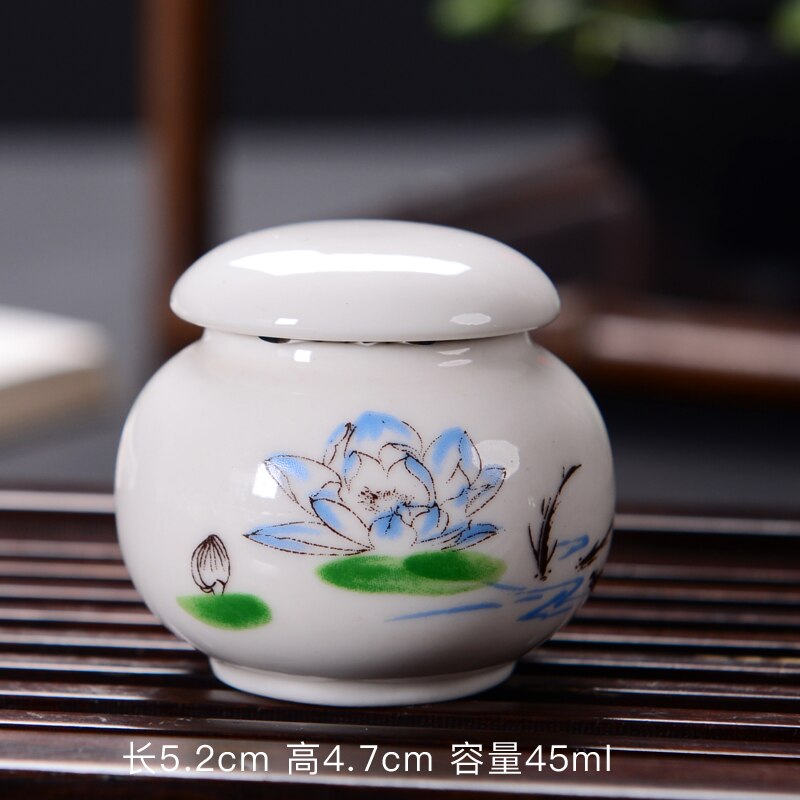 Caja de almacenamiento portátil, recipiente de té sellado de cerámica para viaje, Mini tetera de Kung Fu, de porcelana, tarro de cerámica: Lotus incense
