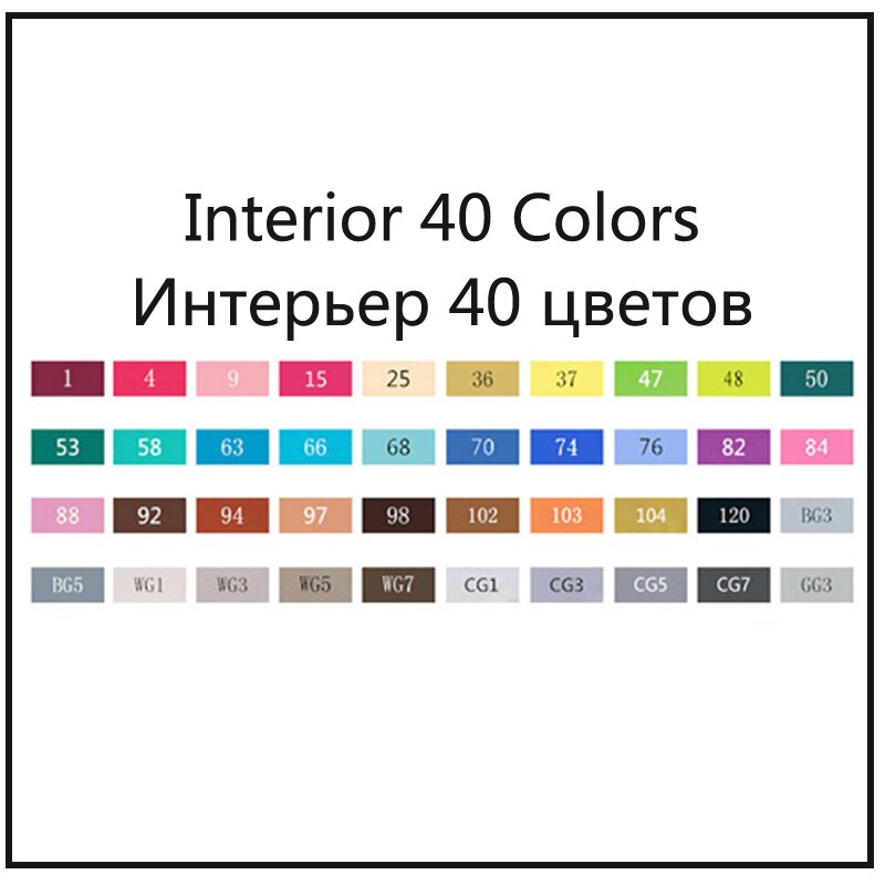 TOUCHNEW Alcohol Gebaseerd Markers Set Twin Glad Inkt Kleur Sketch Marker Pennen Finecolour Tekening Brush Pen Dessin Feutre Alcool: Interior-40
