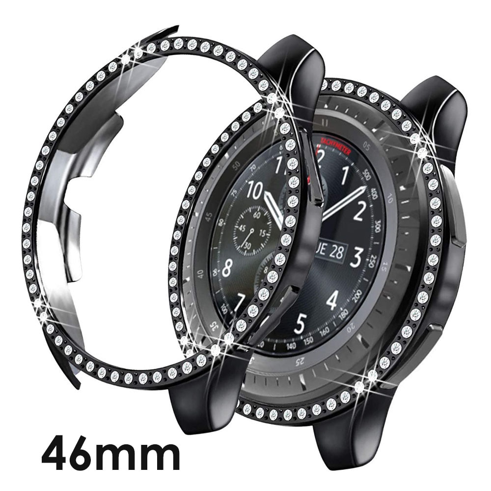 Bezel Ring Voor Samsung Galaxy Horloge 46Mm Case Crystal Bling Diamond Vrouwen Mannen Horloge Frame Cover Protector Luxe Zwart