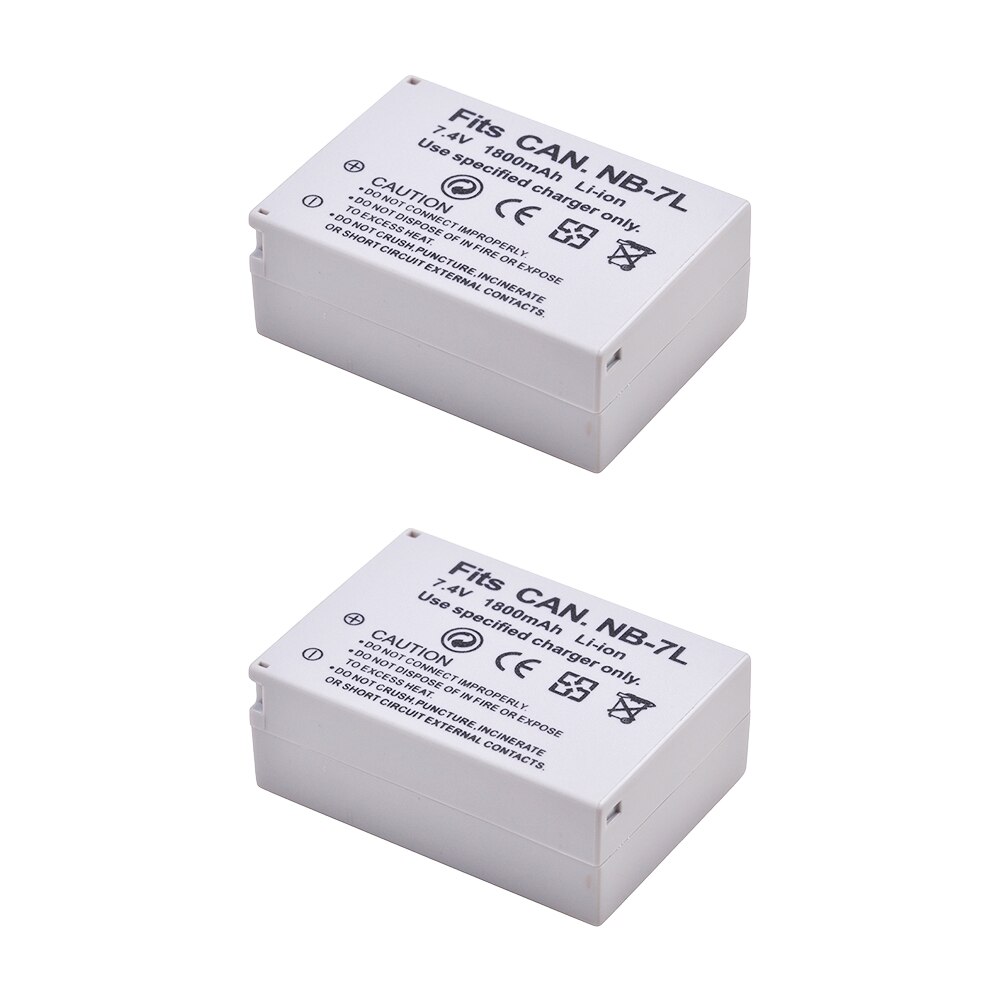 NB-7L Batterij 1800Mah NB7L Nb 7L Li-Ion Batterij + Led Dual Usb Oplader Voor Canon Powershot G10 G11 G12 SX30 SX30IS Digitale Camera: 2 Battery