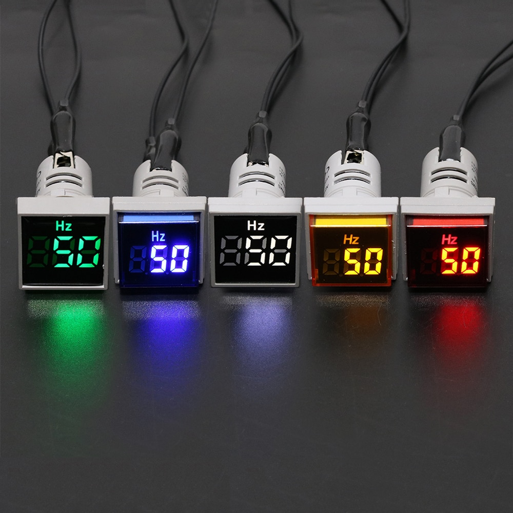 22mm LED Digital Hertz Meter Frequency Meter Indicator Light AC Meter Red Combo Tester Measuring Range 0-99 Hz Yellow Detector