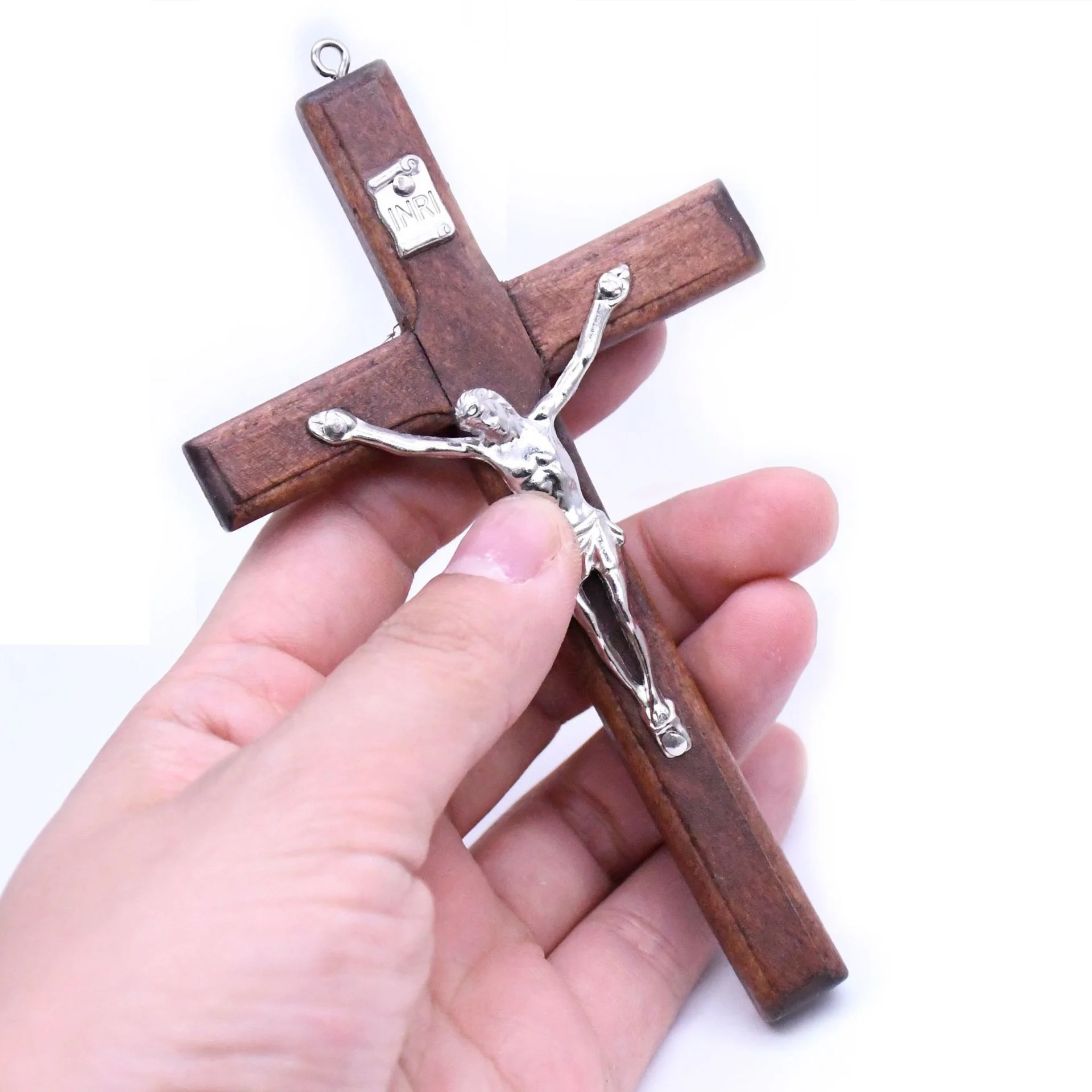 Träkors zinklegering jesus katolsk kyrka ornament väggmonterad es kristen minneshalsband hänge
