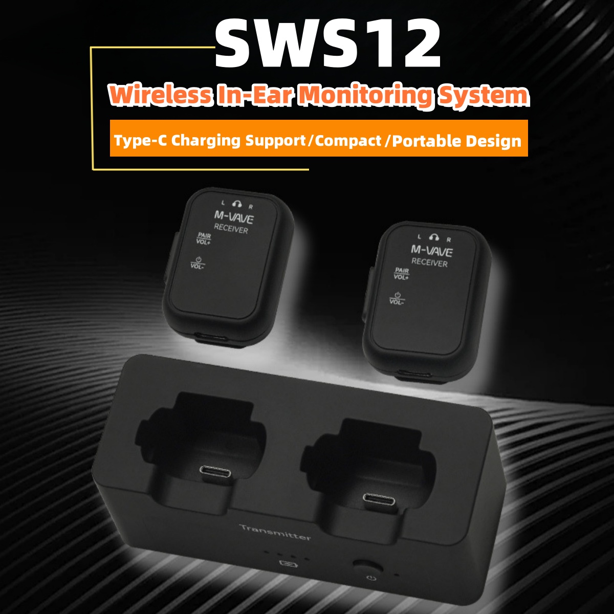 M-VAVE WP-12 Draadloos oortelefoonmonitorsysteem | 2,4 GHz 1T2R-systeem met 24 uur weergave met ultralatency | Oplaadcassette van 1800 mAh