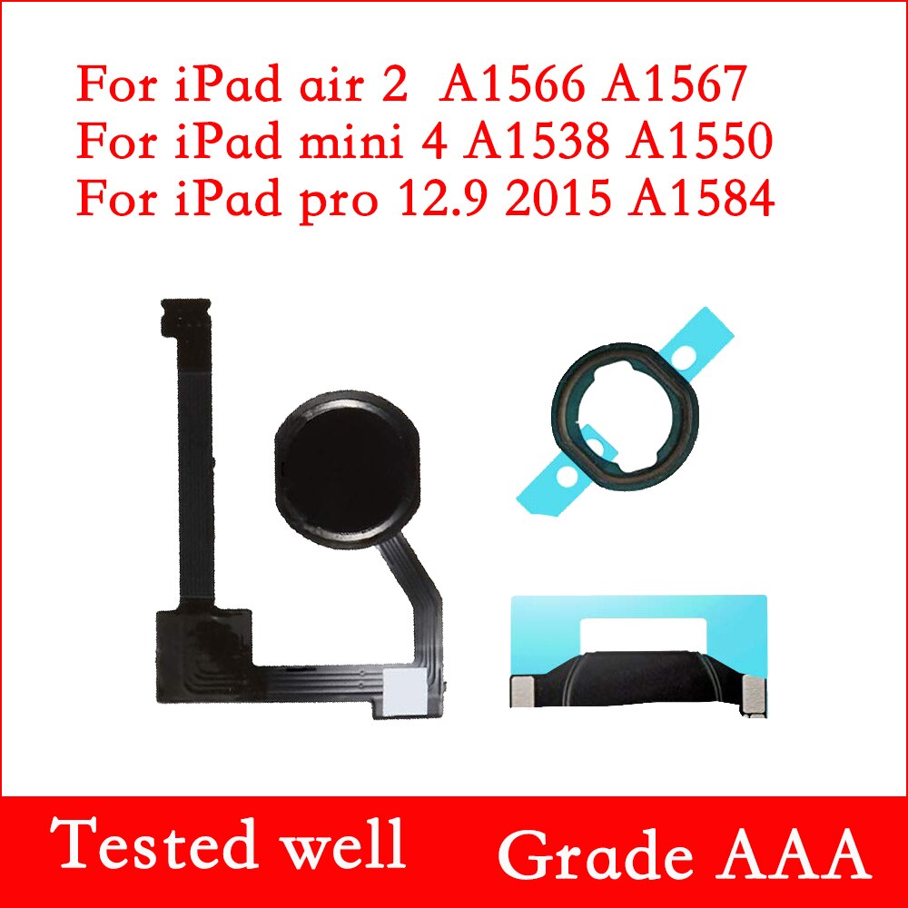 Home Button Flex Cable Assembly Voor Ipad Air 2/ Mini 4 Homebutton Met Rubberen Pakking En Spacer Houder Voor ipad Pro 12.9