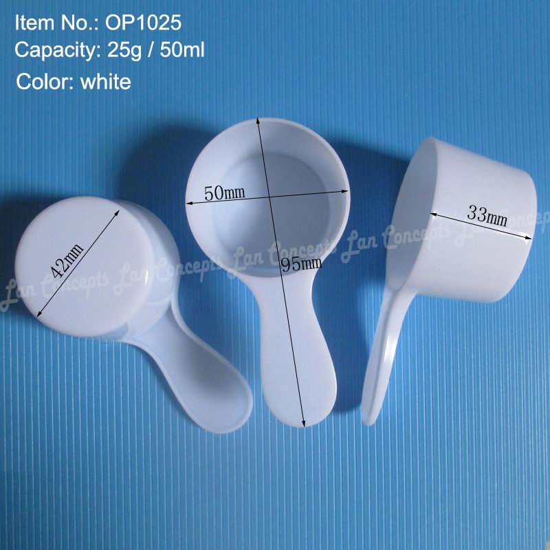 50 teile/los Messung Kunststoff Scoop PP Löffel 0,25g 0,5 ml 0,85g 1,7 ml 1,5g 3ml 5g 9ml 20g 40ml 25g 50ml für Möglichkeit-freies: 25g 50ml OP1025