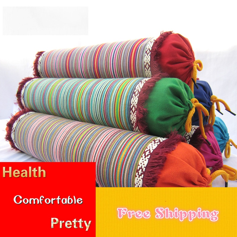 Nueva almohada Cervical, almohada para cuidado a rayas de algodón grueso de alforfón, fisioterapia, almohadas de tracción en el cuello para dormir, chaqueta lavable