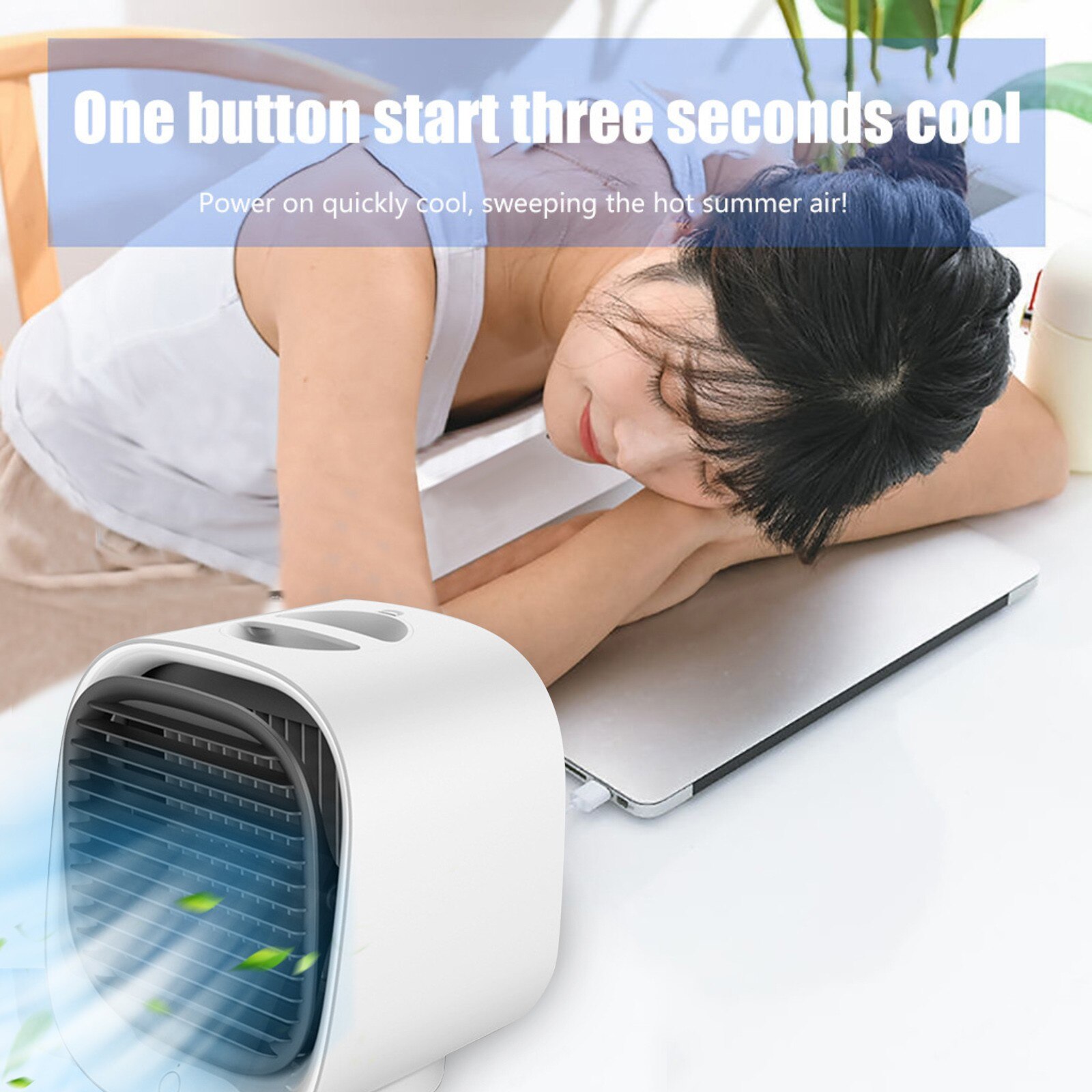 Desktop Air Conditioner Fan Usb Small Cold Air Purifying Humidifying Air Cooler 300ml Water Tank Capacity With Usb Cable Gadgets