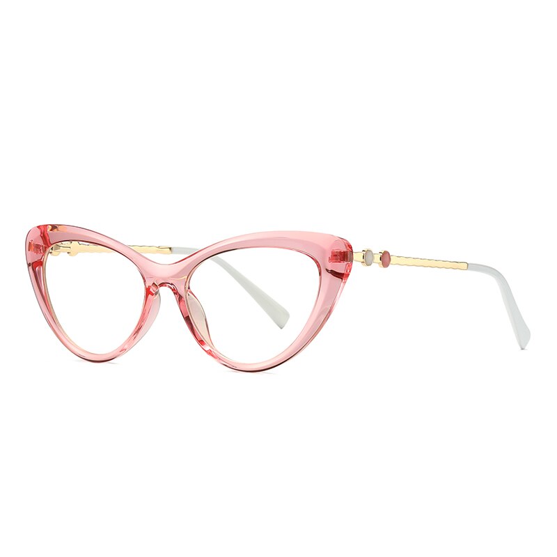 Montura de gafas de ojos de gato para mujer, lentes transparentes de de , gafas graduadas para miopía,: pink