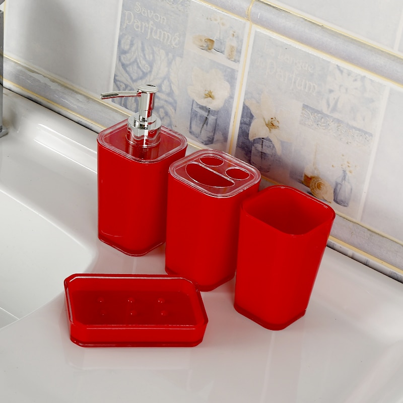 Bathroom Accessories 4Pcs/Set Bathroom Gadgets Soap Dispenser Cup Soap Dish Toothbrush Holder