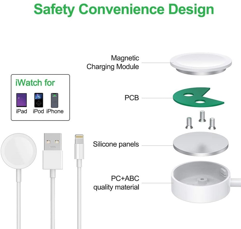 2 en 1 magnético Qi inalámbrico cargador para Apple Watch serie 5 4 3 2 Applewatch Cable de carga USB para IPhone 11 Pro XS Max XR X 7