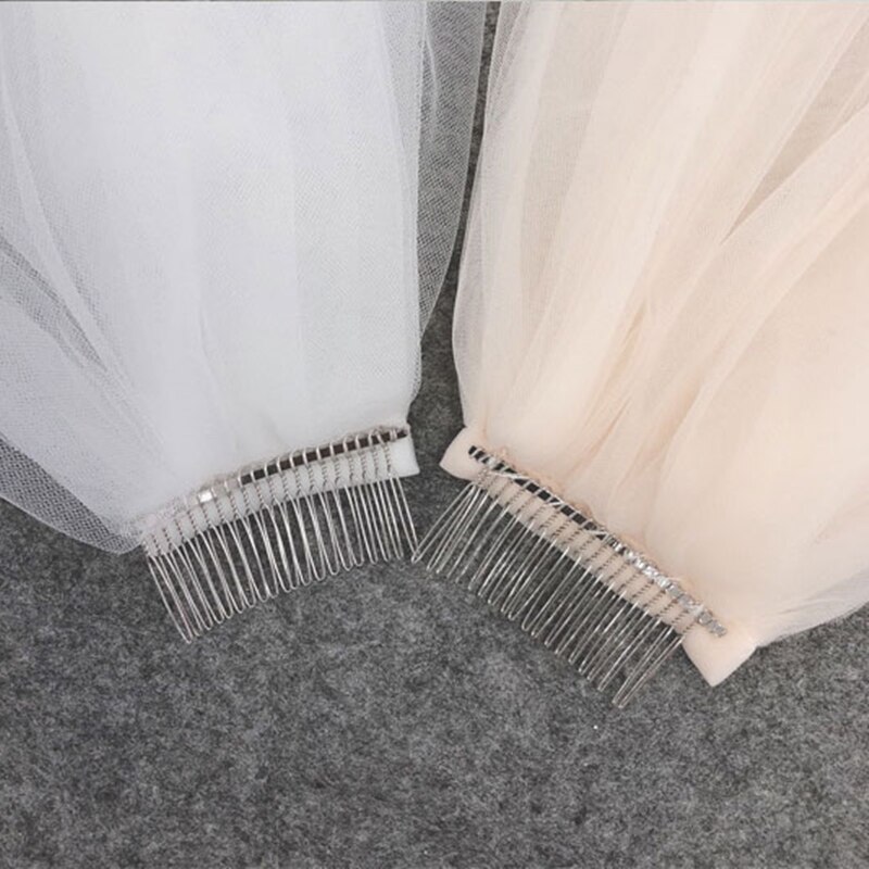 Velos de Novia Champagne con peine largo corto Velos de tul para bodas Catedral accesorios Velos de Novia de gasa de mariee champán
