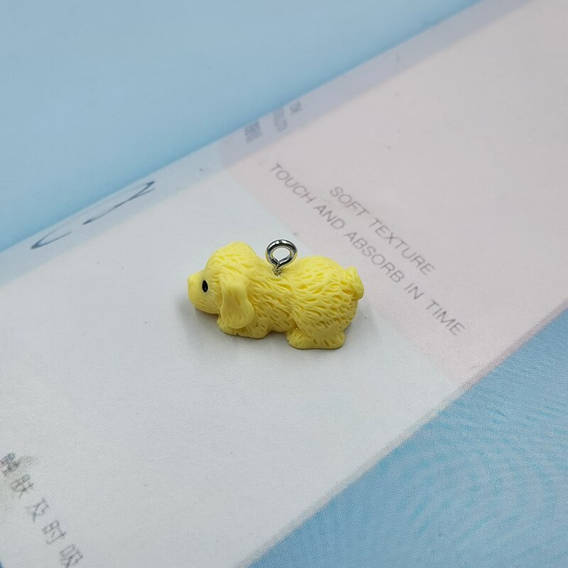 10Pcs Mooie Puppy Hond Pekinees Charms Leuke Dier Hars Hangers Charm Diy Oorbel Armband Sieraden Maken Accessoires C620: yellow
