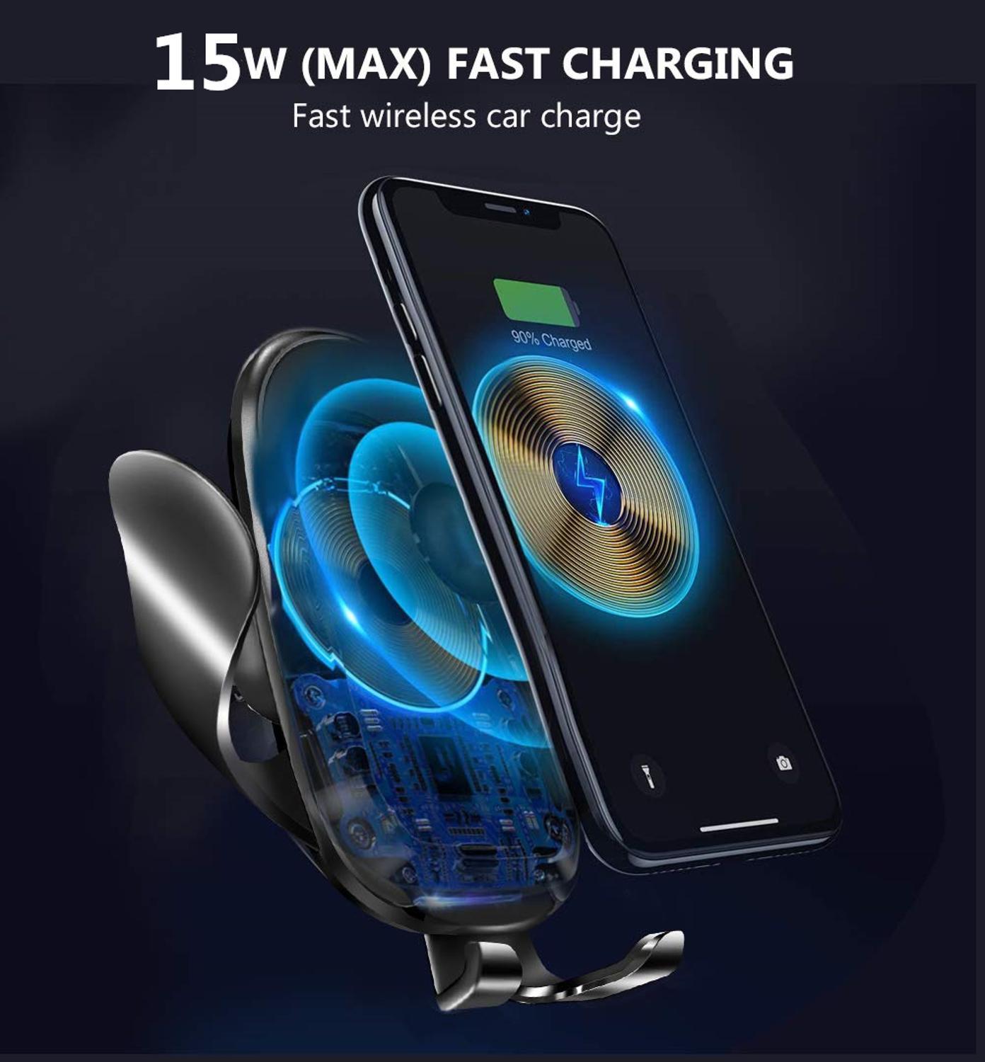 Fdgao 15W Quick Qi Auto Draadloze Oplader Zwaartekracht Vastklemmen Snel Opladen Houder Voor Iphone 11 Pro 8 X Xr xs Max Samsung S20 S10 S9