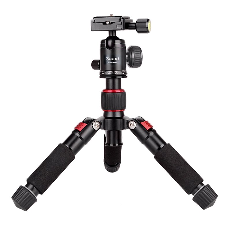 Cadiso  fm5s bärbart tripod lätt resestativ bordsskiva video mini stativ med 360 graders kulhuvud för kamera dslr: Röd