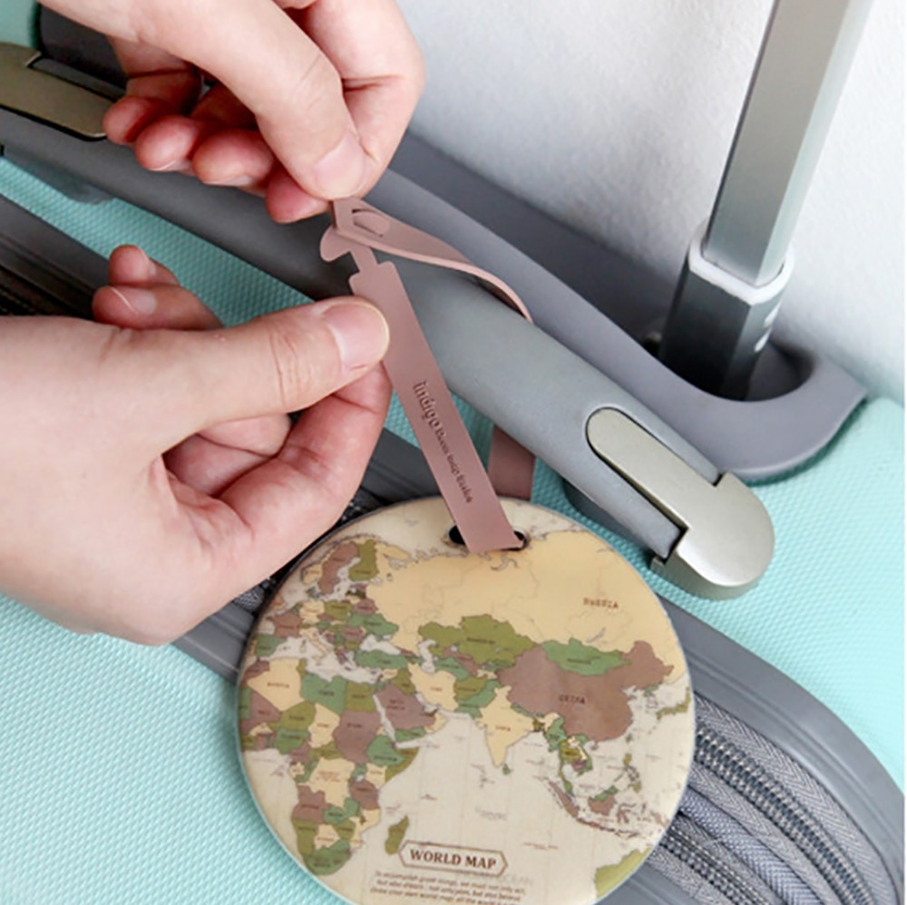 Map Luggage Tags Women Travel Accessories Suitcase ID Address Holder Baggage Boarding Tag Travel Bag Portable Label