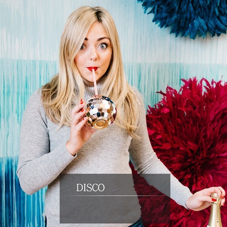 Ins disco ball cocktailparty glas nattklubb bar ficklampa halm vin kopp fruktjuice te yerba mate globe dricka flaska