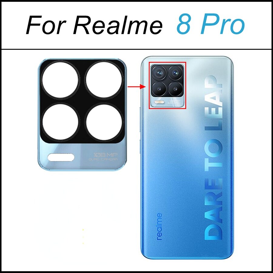 Tylna kamera szklana osłona obiektywu dla Realme 3 5 6 7 Pro globalnego 5i 5S 6i 7i Realme 8 5G główna kamera szkło wymiana + klej: Realme 8 Pro-Blue