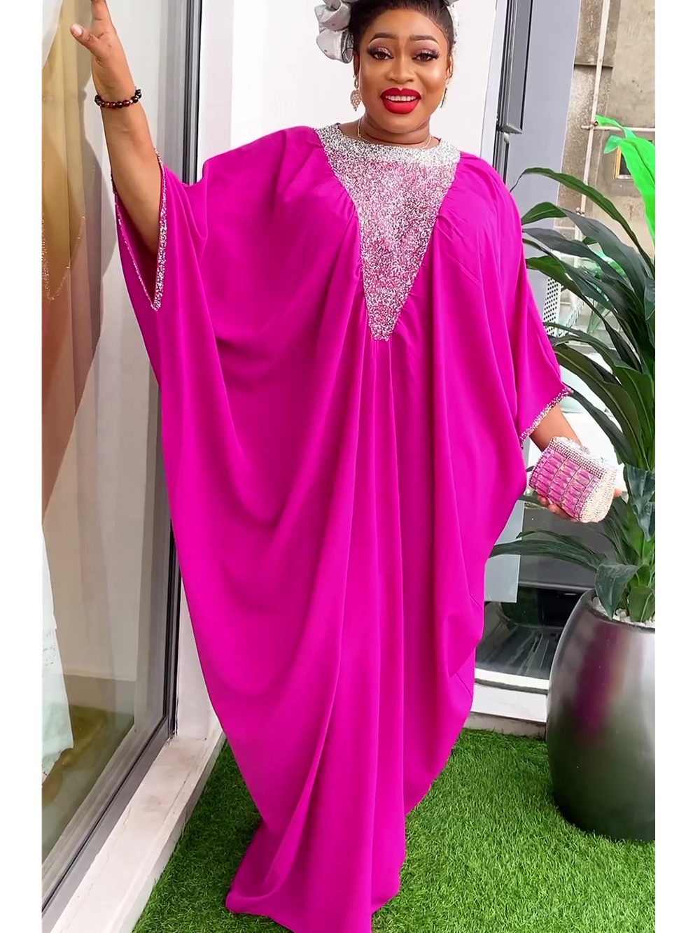 Mango gebreide maxi jurk met vleermuismouwen oranje/roze/blauw