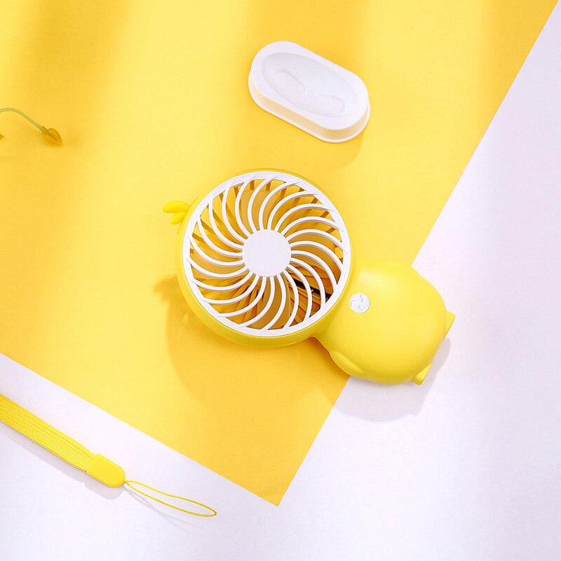 Handheld Mini Ventilator Cartoon Leuke Fan Draagbare Lichtgewicht Usb Ventilator Voor Studenten Kids Lad: Geel
