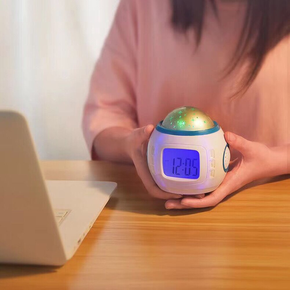 Sky Star Alarm Clock Projector Calendar Temperature Display Night Lamp Music Wake Up Clock Children Baby Room Decor