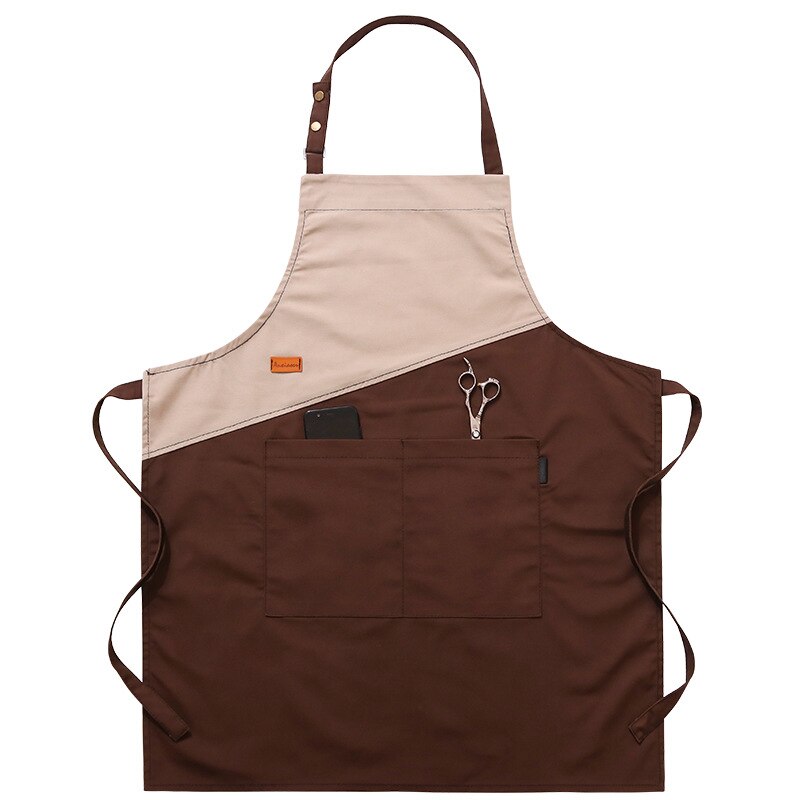 Keukenschort voor vrouwen, mannen, café, winkel, barbecue, kappersschorten, verstelbare restaurantchef, werkkleding, oberslabbetjes: Stijl 4