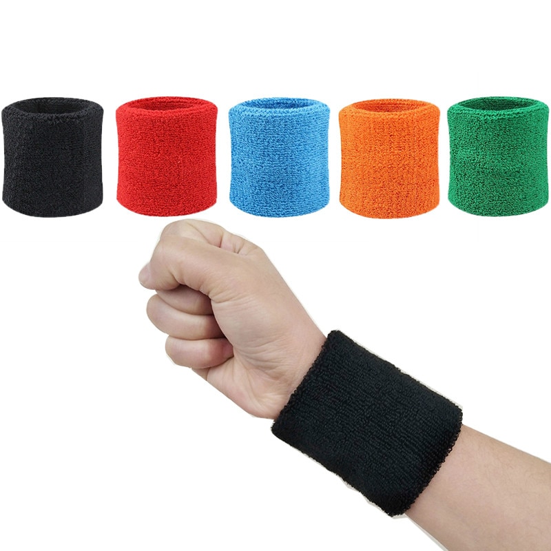 2Stck Armbinde Sport SchweißBand Hand Hand Schweiß Handgelenk Unterstützung Klammer wickelt Wachen Fitnessstudio Volleyball Basketball Tennis Multi-farbe