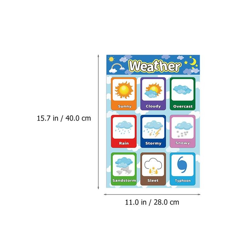 1 Set of 12 Pcs English Education Early Poster Cartoon Synthetic Paper Posters