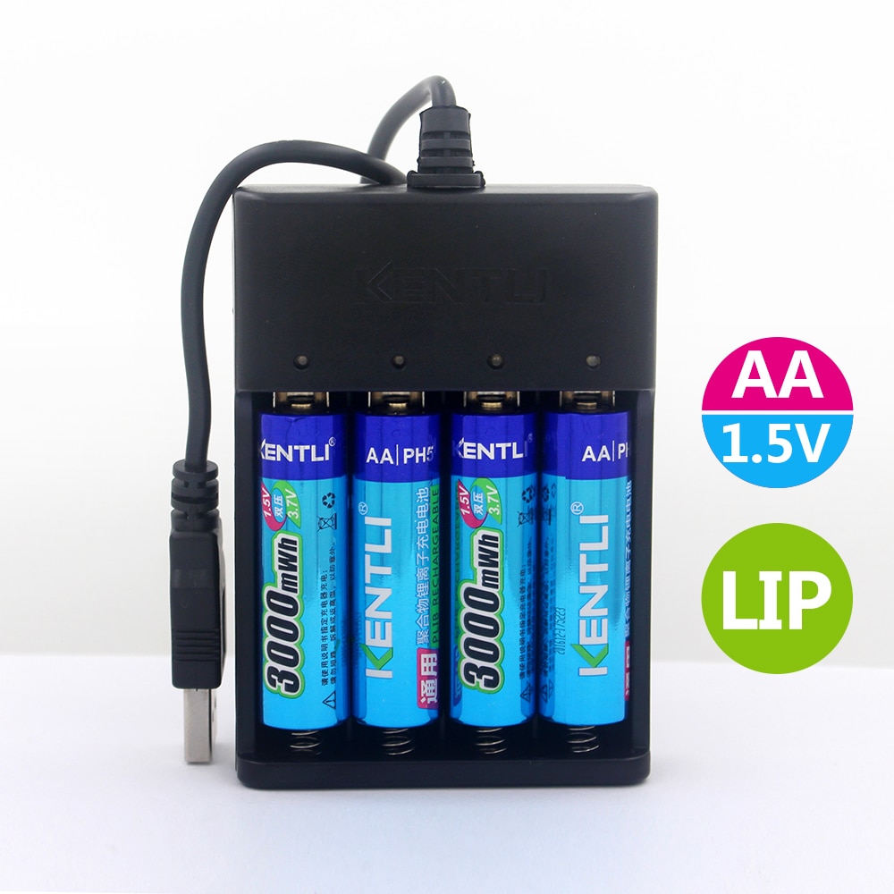 8pcs 1.5v 3000mWh no memory effect aa rechargeable Li-polymer li-ion polymer lithium battery + 4 slots USB Charger