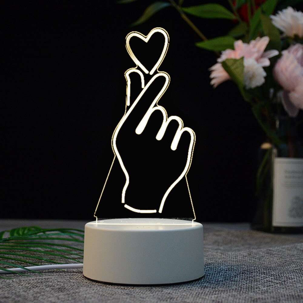 USB Power Night Light LED Deer 3D Eiffel Tower Acrylic Table Desk Bedroom Decor Warm White Lamp Christmas Decorations#G8: C